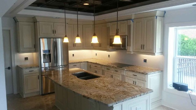 White Cabinets With Lapidus Granite Transitional Kitchen