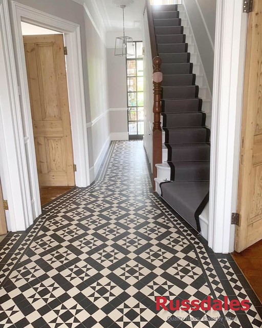 Flat Weave Herringbone Carpet With Black Fabric Edge And Chrome Stair Rods Traditional Staircase London By Russdales Flooring Specialists Houzz Au