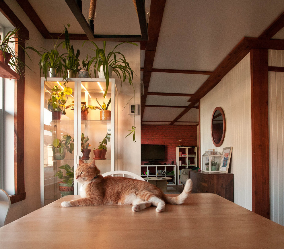 Foto di un soggiorno rustico di medie dimensioni e stile loft