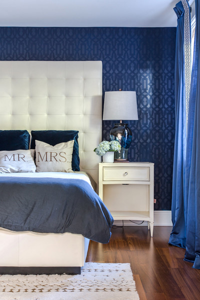 Design ideas for a transitional bedroom in New Orleans.