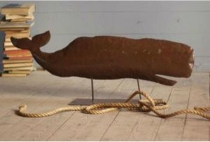 Large Recycled Iron Whale Sculpture
