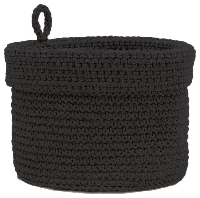 Mode Crochet 8x8 Basket w/Loop, Gray