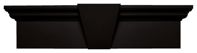 Vinyl Flat Panel Window Header with Keystone in Black, 65.625 in. W x 9 in. D x