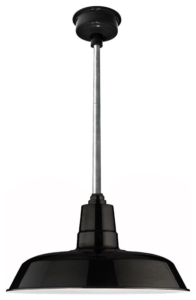 Oldage LED Pendant Barn Light, Silver Downrod, 18" Farmhouse