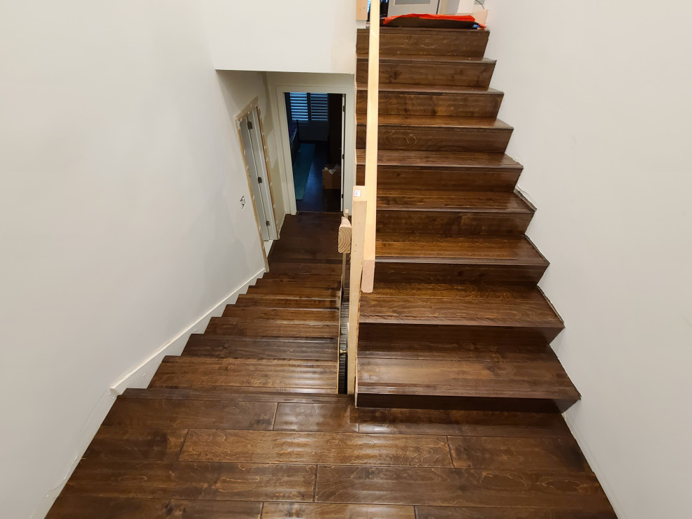 Sleek Engineered Hardwood & Modern Sliding Door by I’m The Man Services