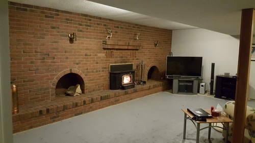 Brick wall fireplace remodel Hello. I