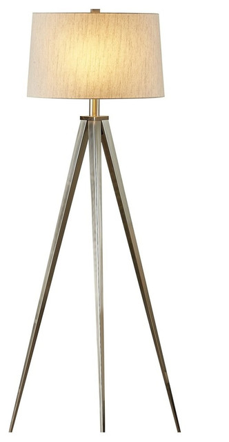 Artiva USA Hollywood 63" LED Tripod Floor Lamp With Dimmer, Satin Nickel -  Midcentury - Floor Lamps - by Artiva | Houzz