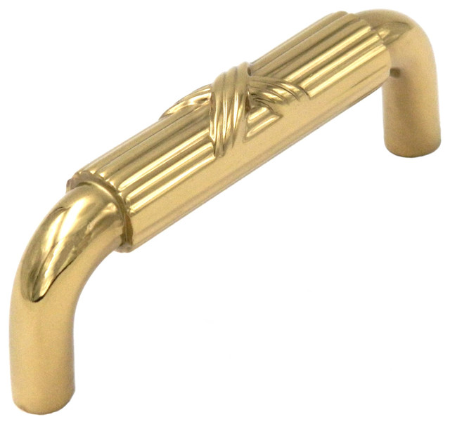 Polished Brass Ribbon & Reed 3 Inch C/C Solid Brass Arch Pull