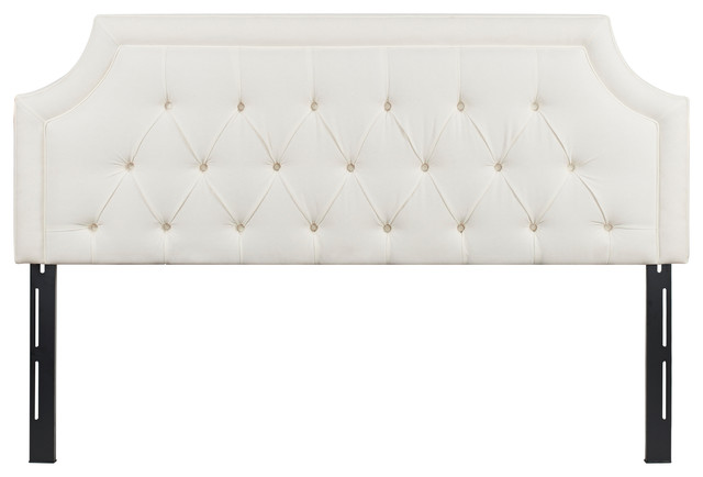 Kaye Tufted Adjustable Height Headboard Panel, Antique White, King