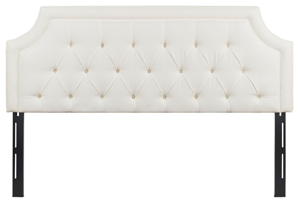 Kaye Tufted Adjustable Height Headboard Panel, Antique White, King