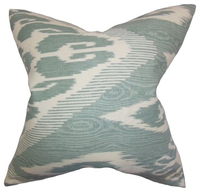 Fernande Ikat Pillow Teal Mediterranean Decorative Pillows