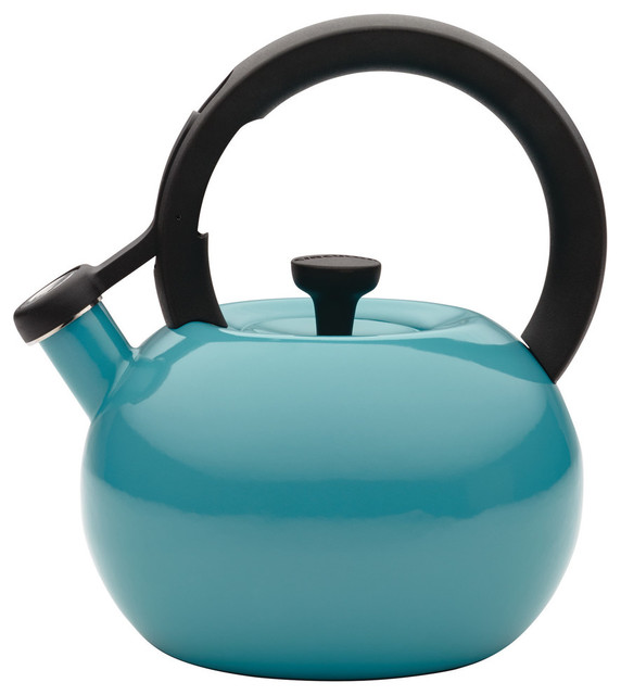 2Quart Circles Teakettle, Capri Turquoise Contemporary Kettles