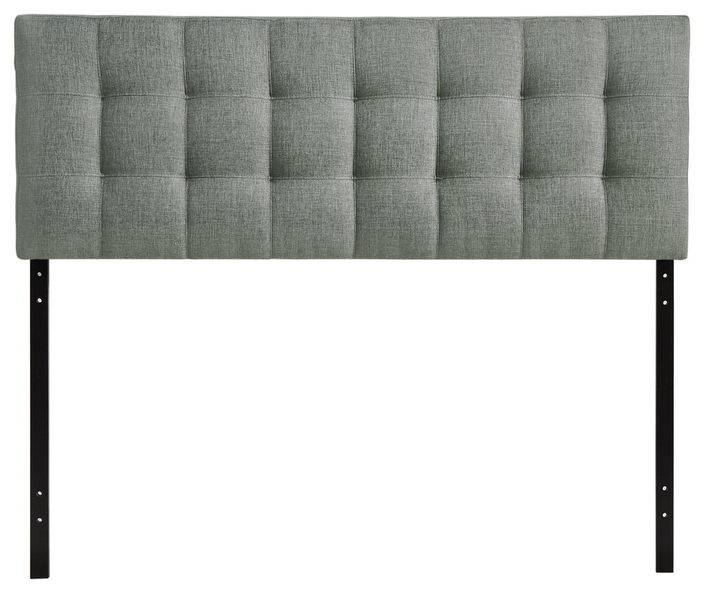Modern Contemporary King Size Fabric Headboard, Gray Fabric