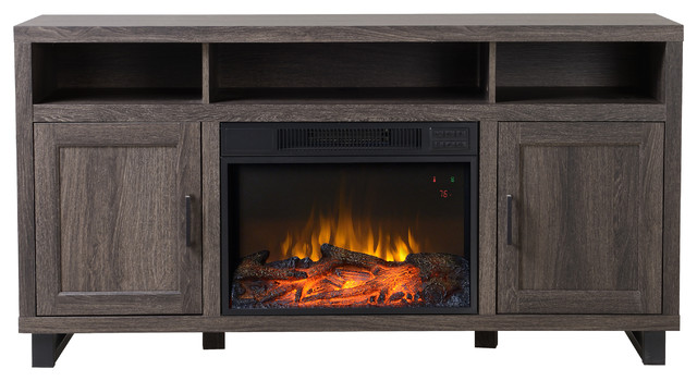 Dijon Media Fireplace, Weathered Black Brown Oak