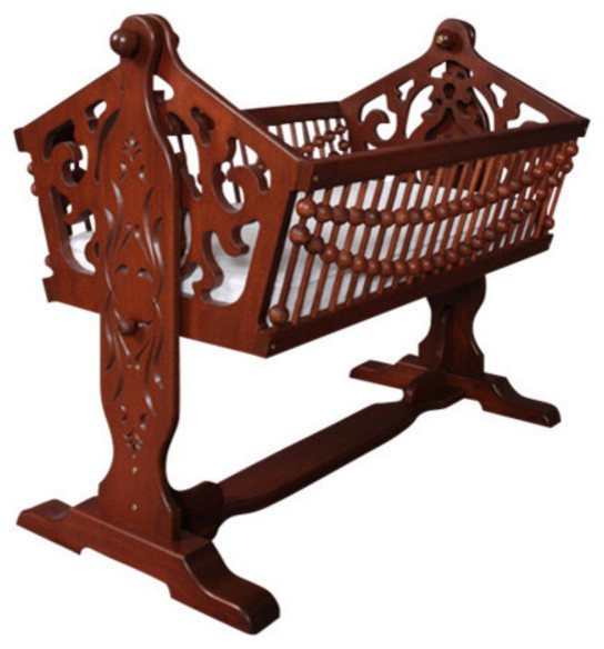 Victorian Sweet Baby Wood Cradle Cradles And Bassinets Victorian Sweet Baby Wood Cradle Walnut