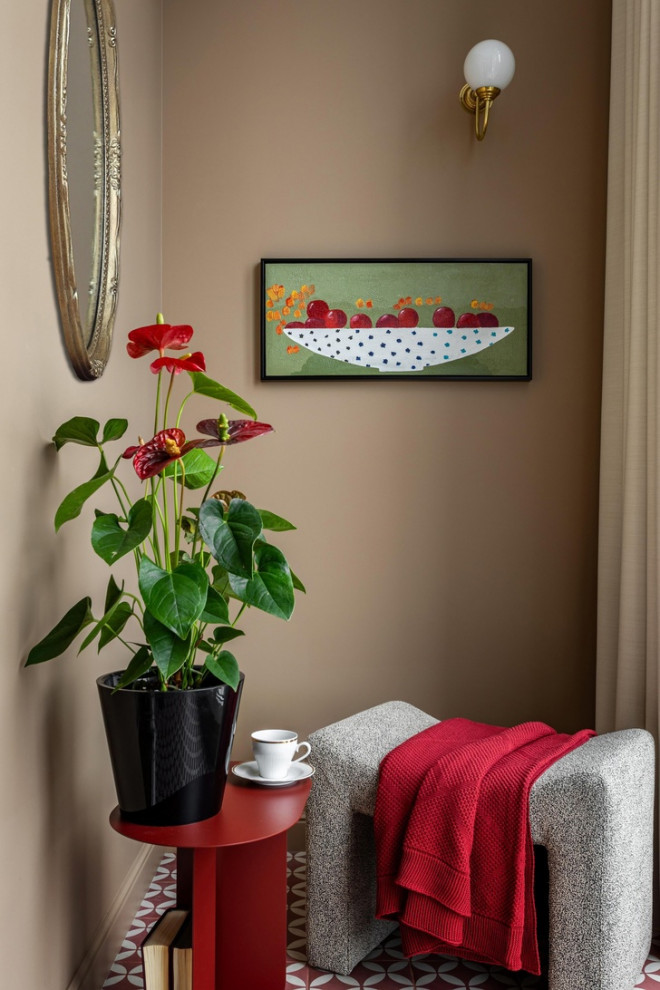 Отделка квартиры в стиле mid-сentury modern с декоративной матовой штукатуркой