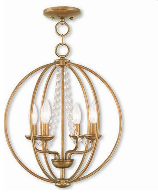 Transitional Four Light Chandelier-Antique Gold Leaf Finish ...