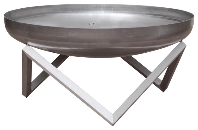 Memel Modern Outdoor Stainless Steel, Stainless Fire Pit