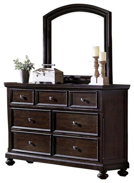 Fahler Dresser And Mirror Dark Cherry Traditional Dressers