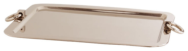 Bordeaux Modern Polished Silver Steel Tray - 28 Inch