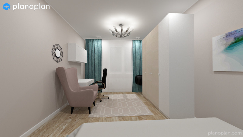 Яркая однокомнатная квартира с гардеробной и без (2 варианта планировки)