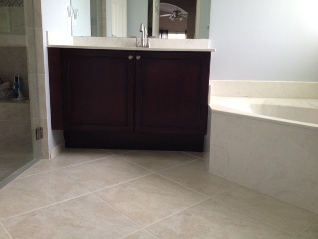Scott's Master Bathroom Reface Dark Red Mahogany Finish