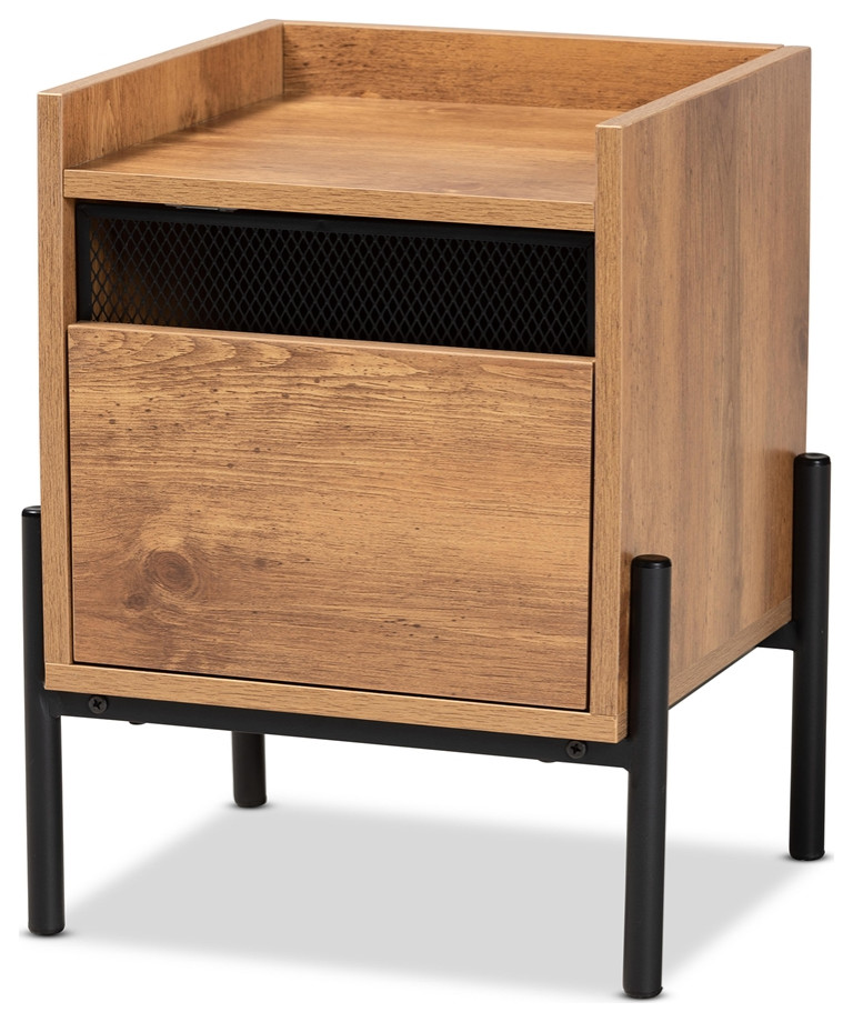 Modern and Contemporary Industrial Natural Brown Finished Wood Metal