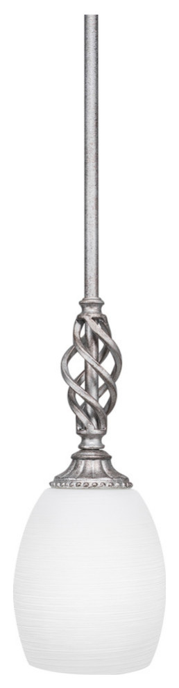 Elegante 1-Light Mini Pendant with Hang Straight Swivel, Aged Silver/White Linen