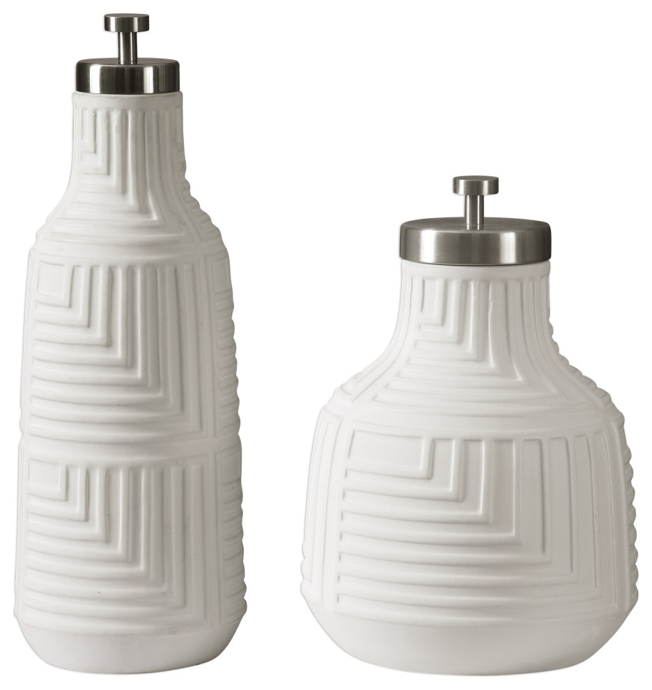 Uttermost Chandran Matte White Containers, Set of 2