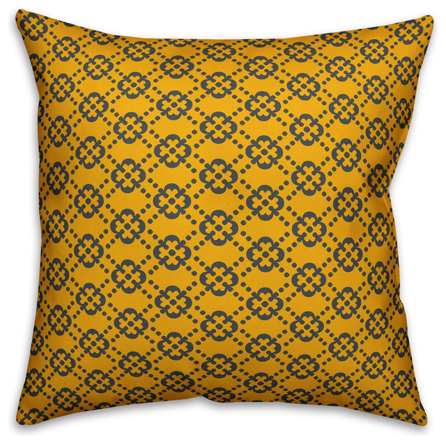 Floral Argyle Yellow And Gray Throw Pillow Cover Contemporary