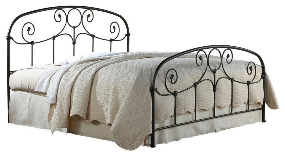Grafton Bed With Metal Scrollwork and Decorative Castings, Rusty Gold, Queen