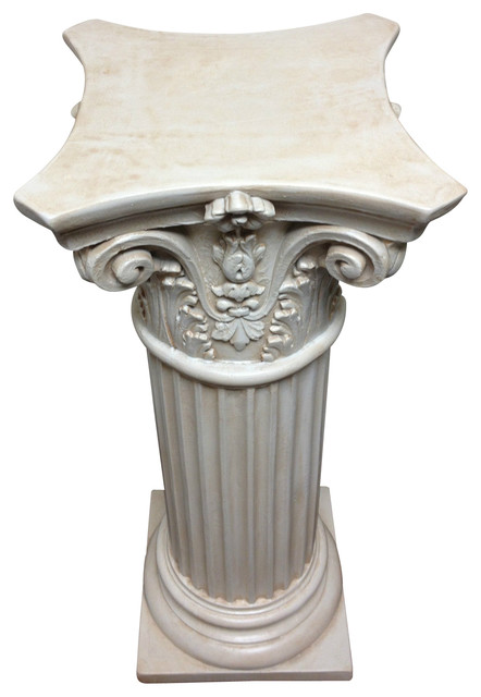 Classic Statuary Floral Wide Four Point Ionic Pedestal - Table Base - Column