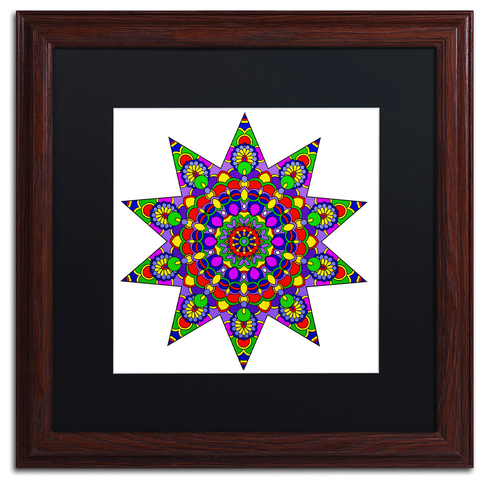 Ahrens 'Being Silly Mandala Colored', Wood Frame, 16"x16", Black Matte