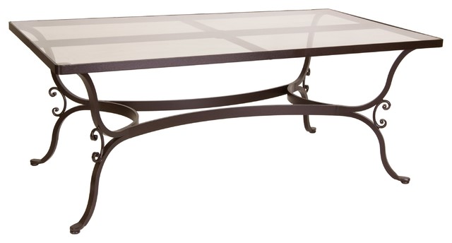 Ashbury Rectangle Glass Top Dining Table With 2" Umbrella Hole