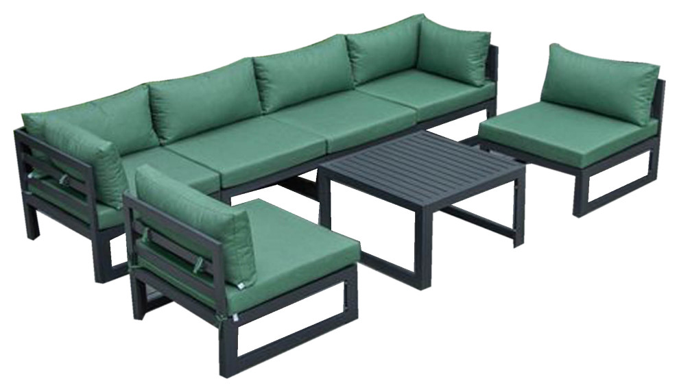 LeisureMod Chelsea 7Piece Patio Sectional And Coffee Table Set