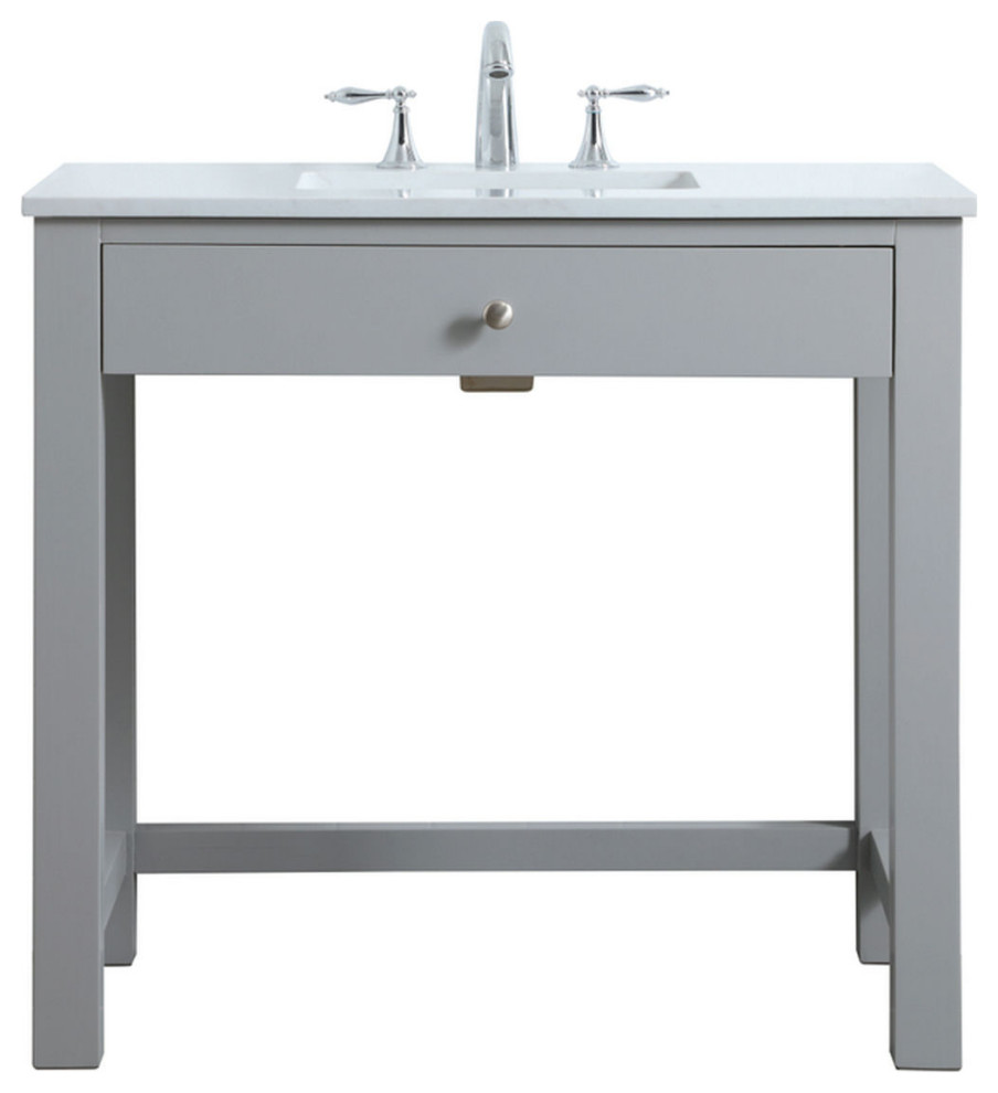 36" ADA Compliant Bathroom Vanity, Gray Transitional Bathroom