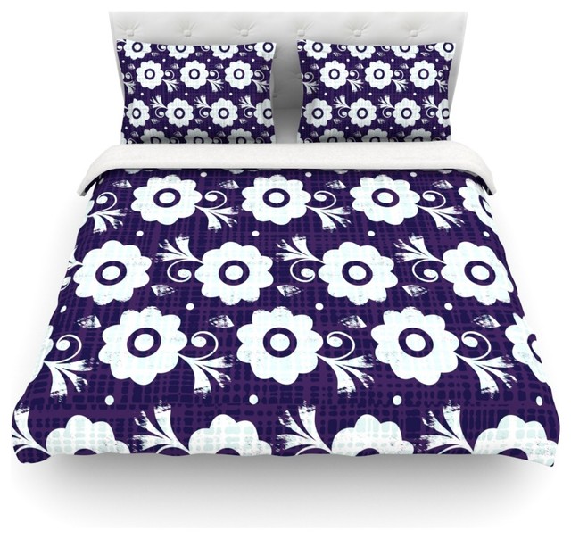 Louise Machado Navy Flower Purple White Duvet Cover Farmhouse Louise Machado Navy Flower Purple White Duvet Cover Cotton Twin Farmhouse
