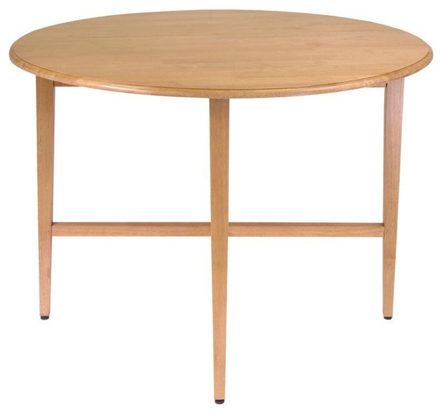 Round Drop Leaf Dining Table Light Oak Wood Finish Midcentury Round Drop Leaf Dining Table Light Oak Wood Finish