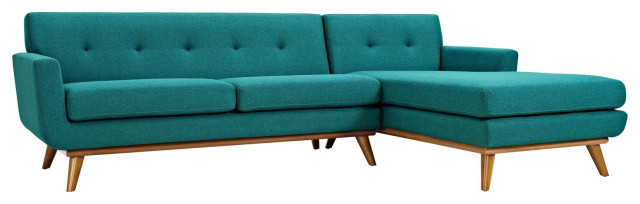 Engage Right-Facing Upholstered Fabric Sectional Sofa, Teal