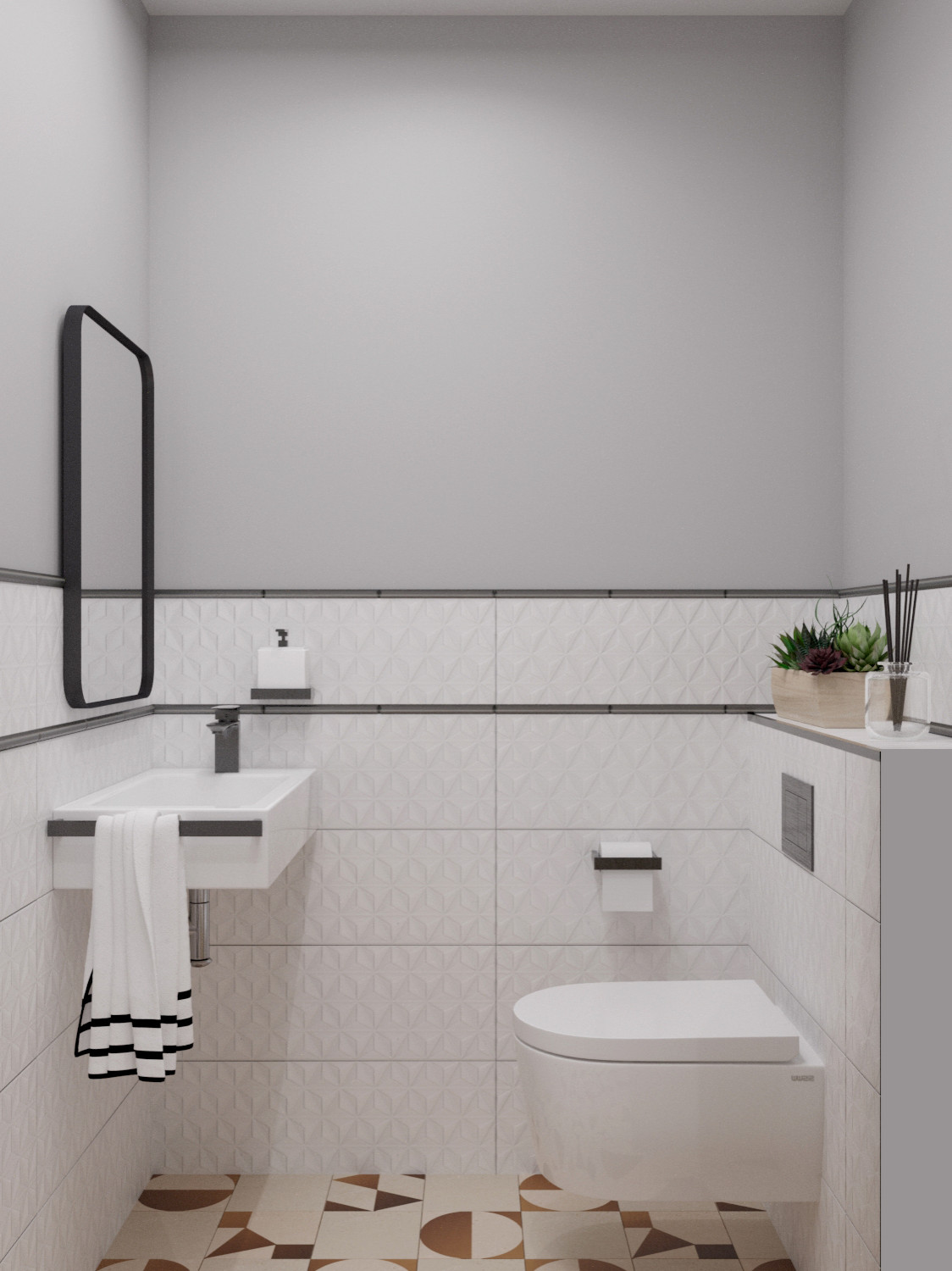 Дизайн раздельного санузла в квартире 70м2, г. Нефтеюганск