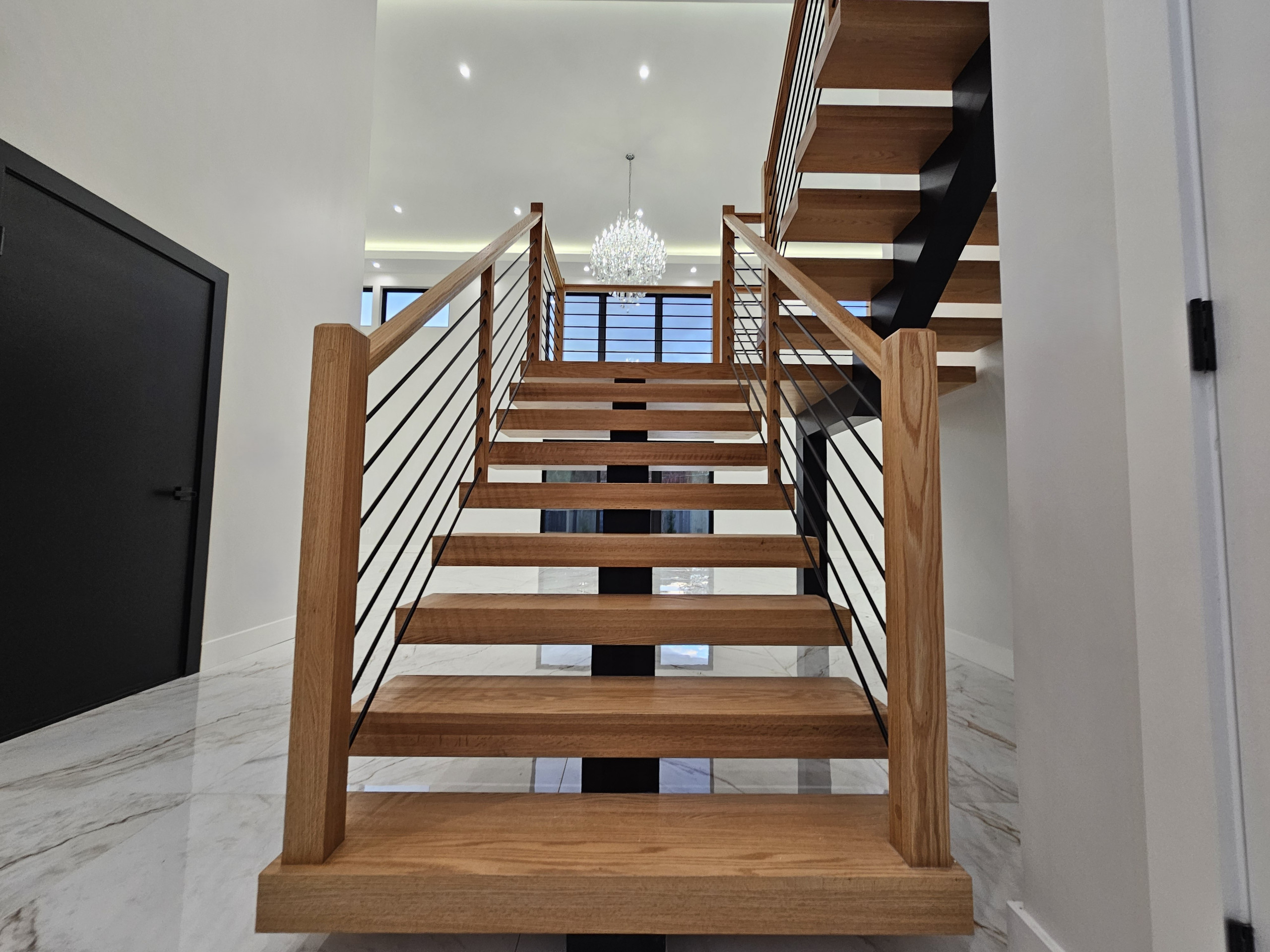 143_Modern Floating Red Oak and Metal Staircase, Sterling, VA