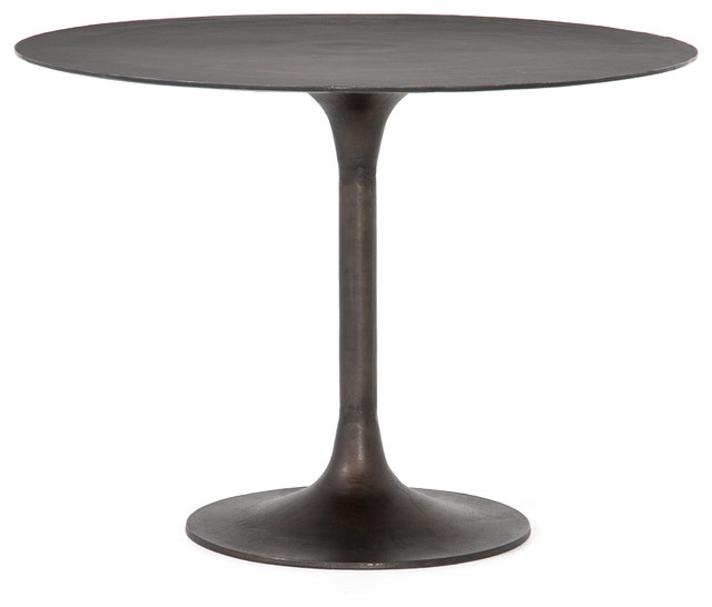 41.5" Round Bistro Table Tulip Base Antique Rust Finish Aluminum Metal