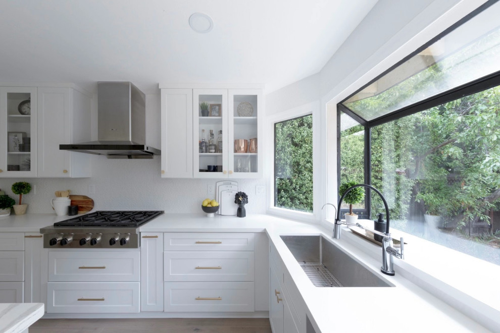 White Shaker Cabinets with Grey Shaker Island - Transitional - Kitchen ...
