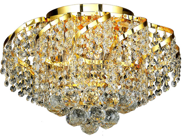 Belenus 6 Light Gold Flush Mount Clear Spectra Swarovski Crystal