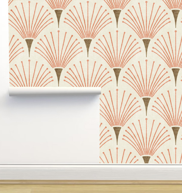 Albertine Pink and Olive Wallpaper, Sample 12"x8" Contemporary