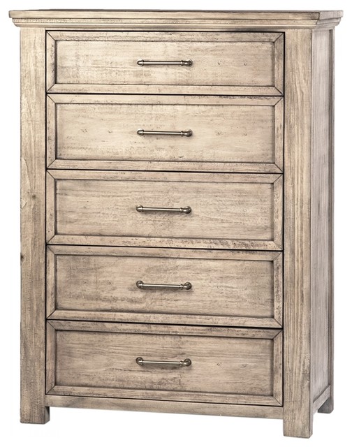 56 Tall Alessandro Chest Cupboard 5 Drawers Antique White Finish