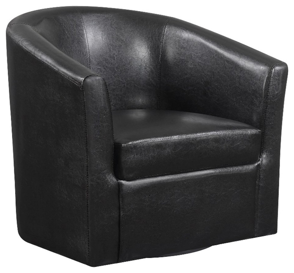 Coaster Turner Faux Leather Upholstery Sloped Arm Accent Swivel Chair Dark Brown