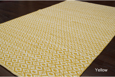 Handmade Alexa Flat-Weave Cotton Rug, Yellow
