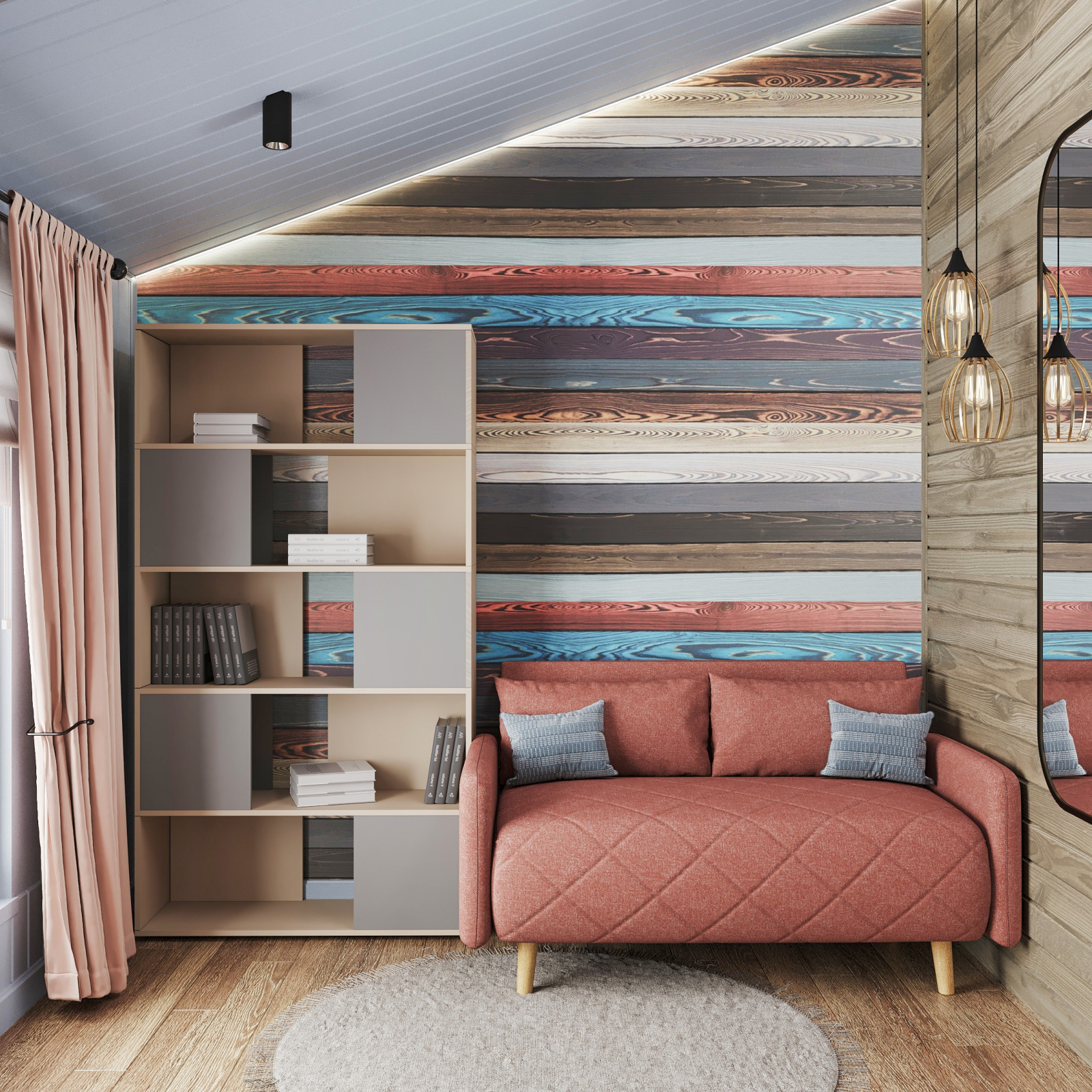 Красочный кабинет дачном доме. Со временем будет детская.