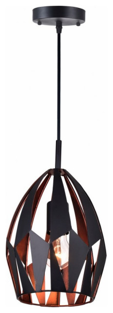 CWI Lighting 1114P8-1-271 1 Light Down Mini Pendant with Black and Copper Finish